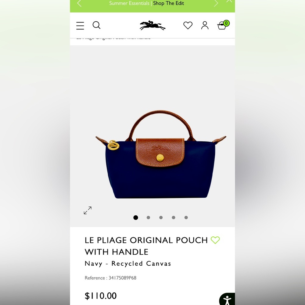 Longchamp Navy Le Pliage Cosmetic Bag